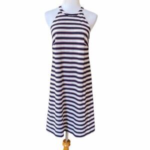 Ann Taylor Women's Size 2 Black Cream Stripe Sleeveless Dress EUc X134